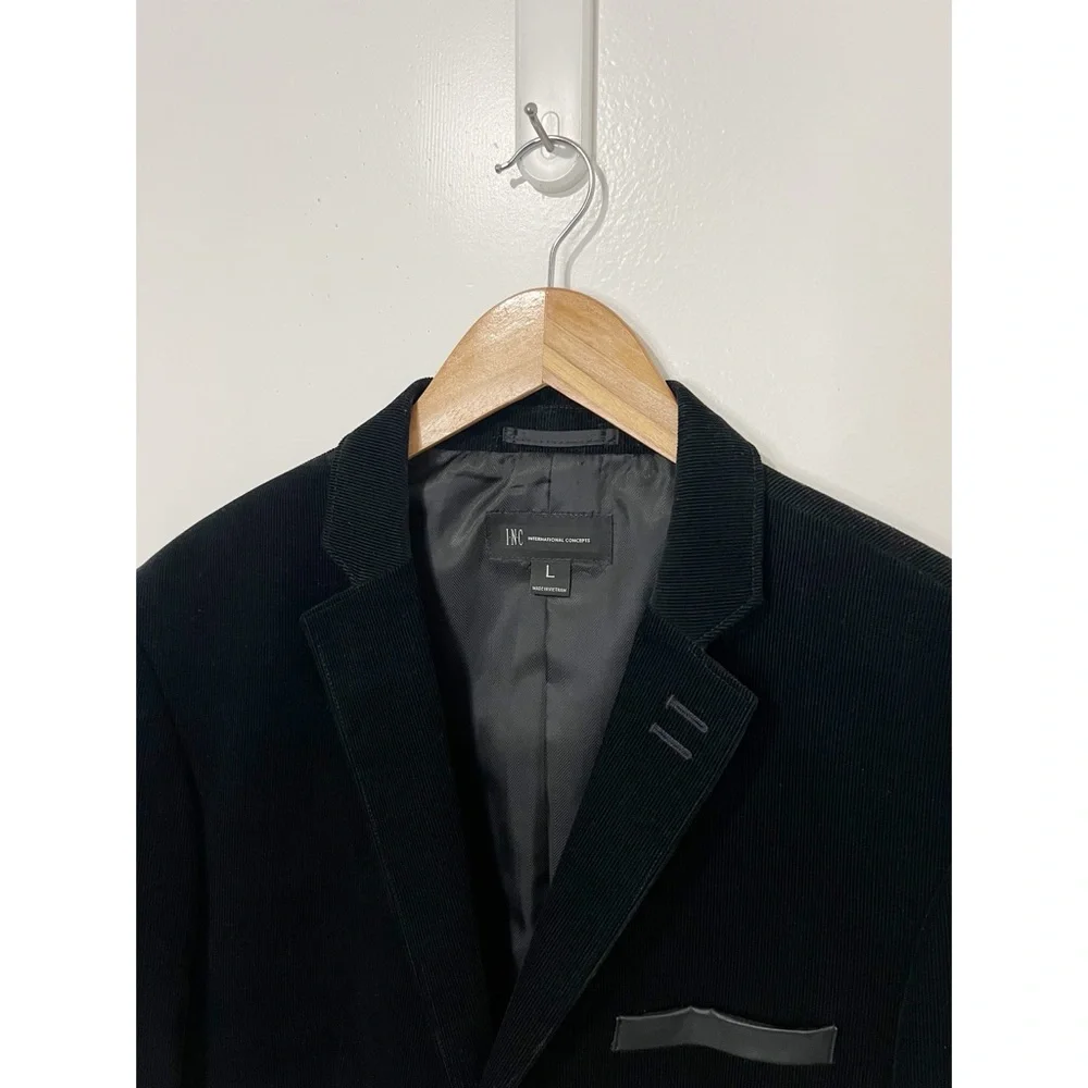 INC Men's Black Velvet Corduroy Suit Blazer‎ Size Large